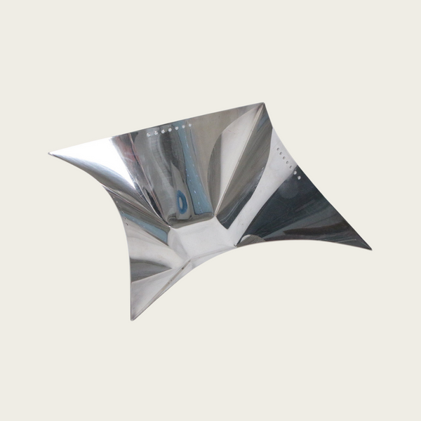 1970s Italian Silver Lino Sabatini Folded Origami Centerpiece Bowl