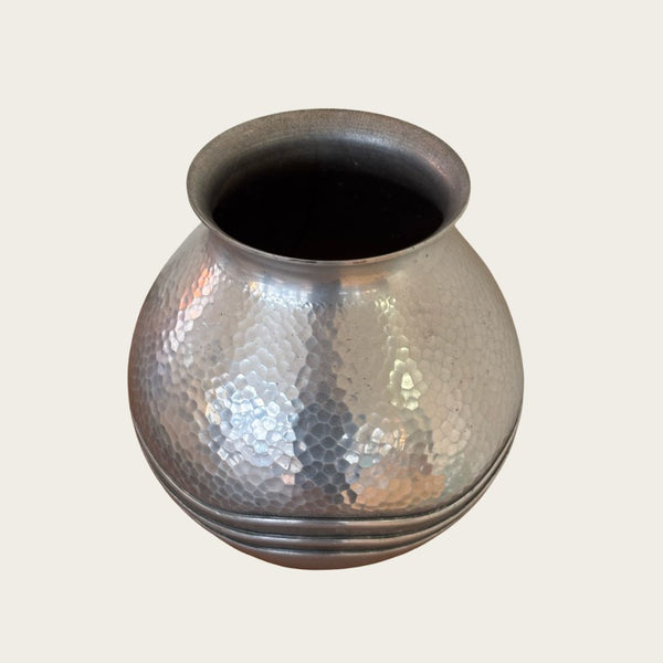 1940s Hammered Aluminum Vase by Rene Delavan