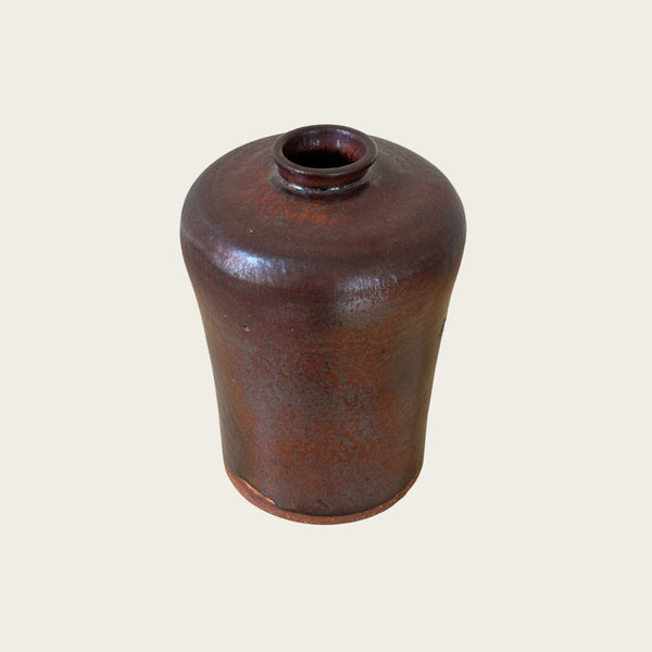 Japanese Modernist Ceramic Vase with Gunmetal Glaze