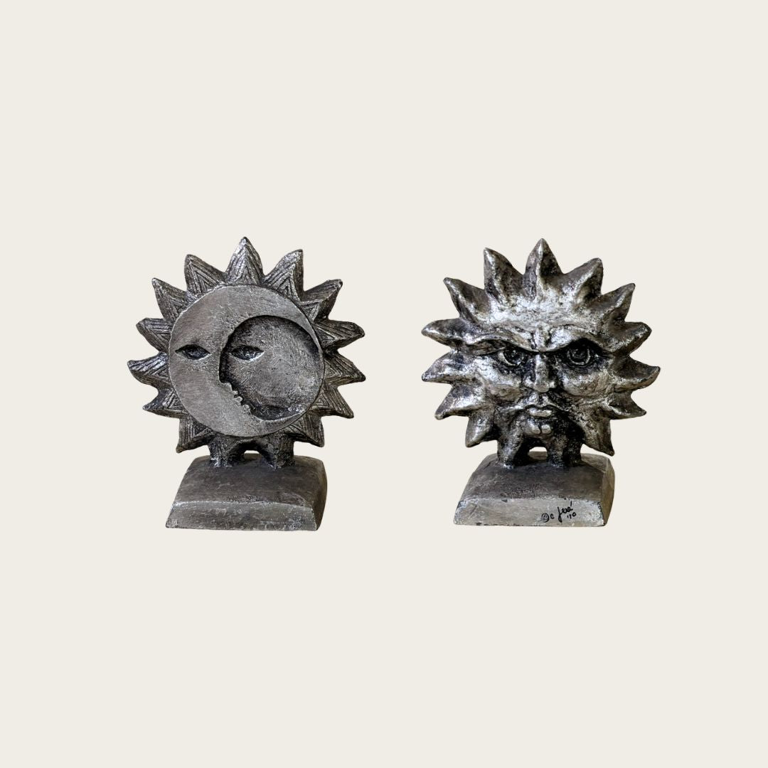 Pair of 1970s Iron Sun and Moon Bookends by Curtis Jere