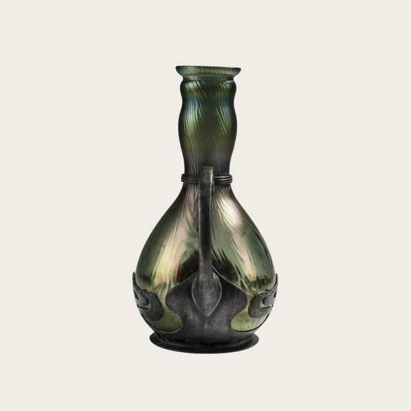 Art Nouveau Pearlescent Glass Vase by F. Van Hauten