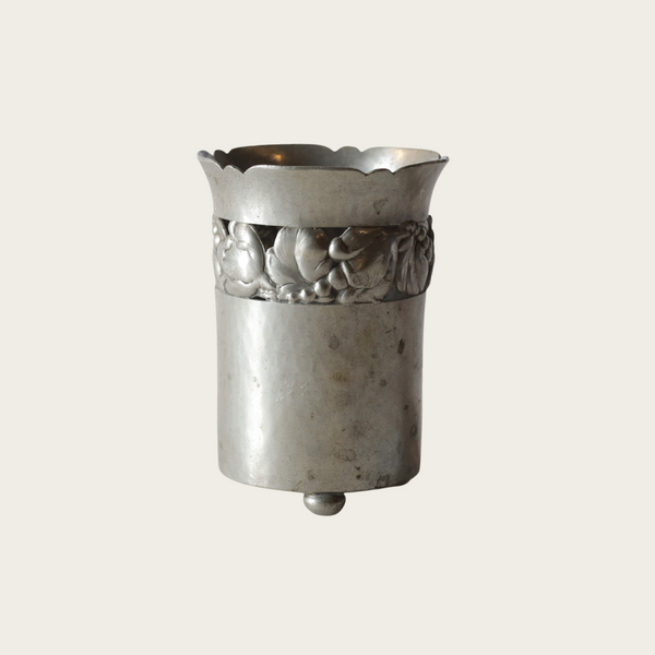 Pewter Footed Vase with Floral Relief by Kunst Tin