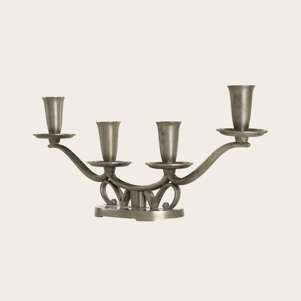 1938 Swedish Pewter Candelabra by Edvin Ollers for GAB Tenn