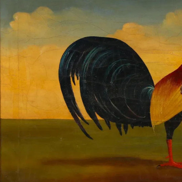 19th Century Folk Art Painting of a Rooster