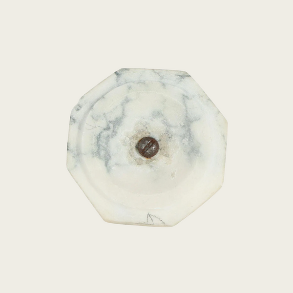 Solid Marble Lamp with Green Glass Finial