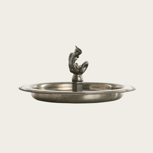 Pewter Dish with Mermaid and Fish Centerpiece