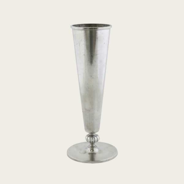 Polished Pewter Vase by GAB Tenn with Flower Relief