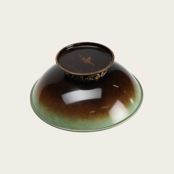 Ystad-Metall Bronze Footed Bowl with Decorative Relief Details on Base