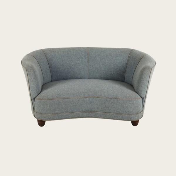 Danish Mid-Century Curved Loveseat, 1940s