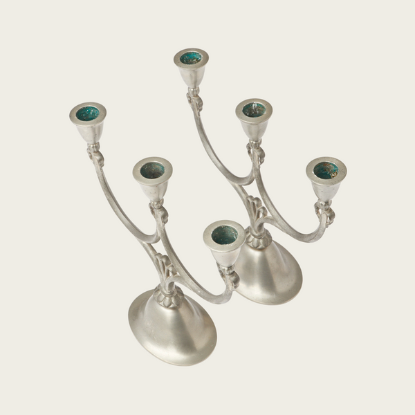 Pair of 1930s Swedish Grace Pewter Candlesticks by Just Andersen