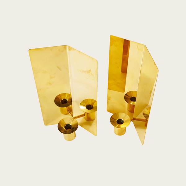 Pair of Modernist Brass Wall Candle Holders by Sigurd Persson