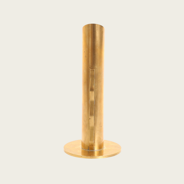 Swedish Brass Bud Vase or Candle Holder With Squiggle Detail