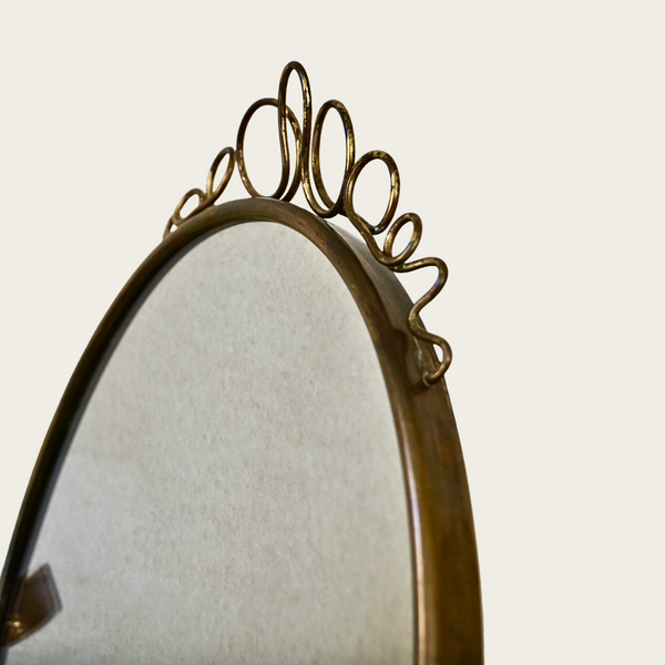 Italian Brass Table Mirror in the Manner of Gio Ponti