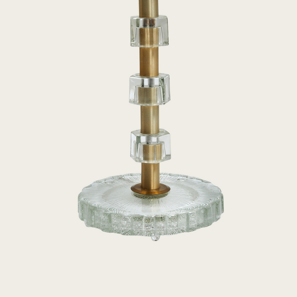 1960's Swedish Glass and Brass Floor Lamp by Carl Fagerlund for Orrefors