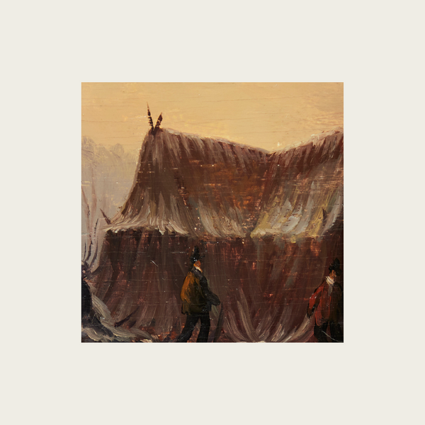 Early 1900's Oil Painting of Netherlands Winter Landscape Attributed to Salomon van Ruysdael