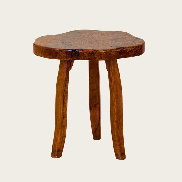 Solid Burl Wood Foot Stool with Rounded Legs