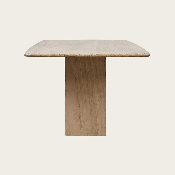 Italian Travertine Square Side Table