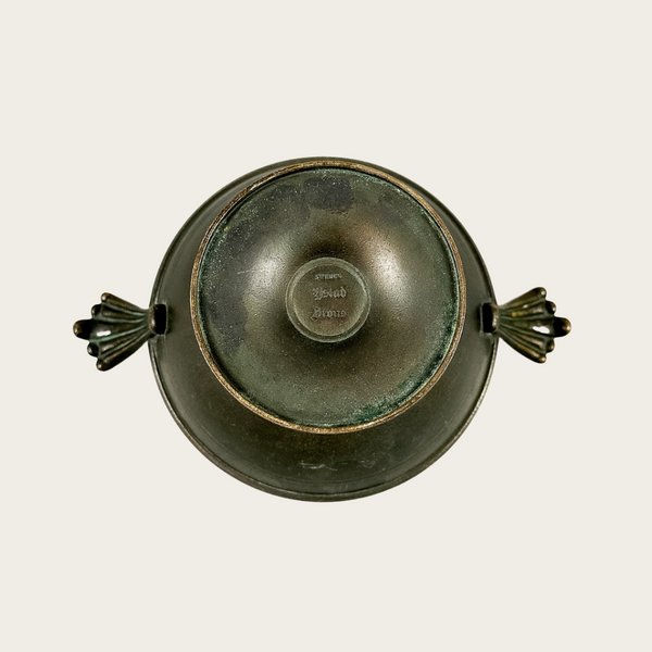 Art Deco Bronze Footed Bowl with Decorative Hangers, Ystad Brons