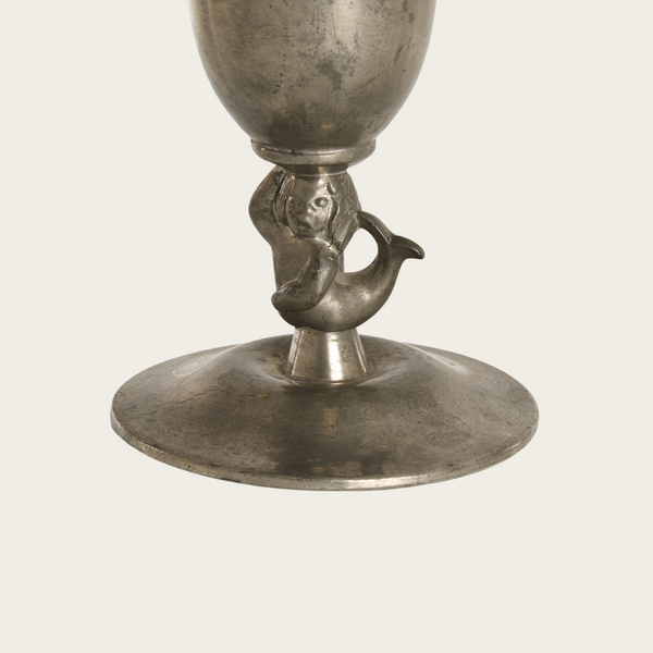 1930s Danish Just Andersen Art Deco Pewter Mermaid Vase