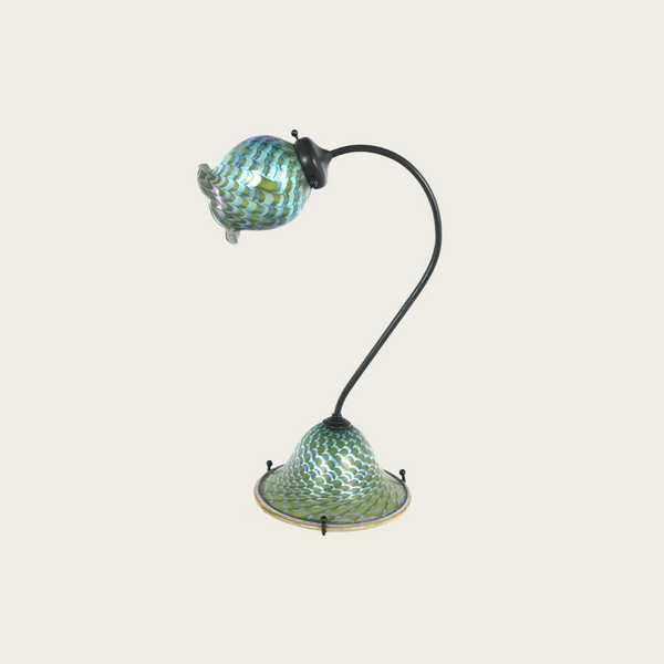 1970's Art Nouveau Style Glass Table Lamp