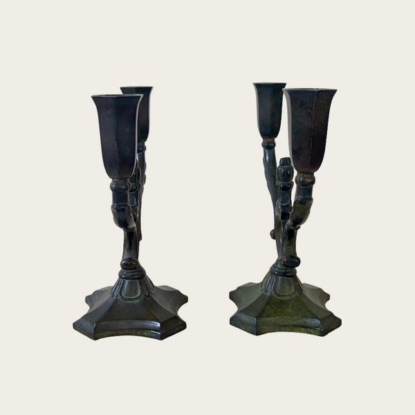 1930s Bronze Candlestick by Ystad Brons
