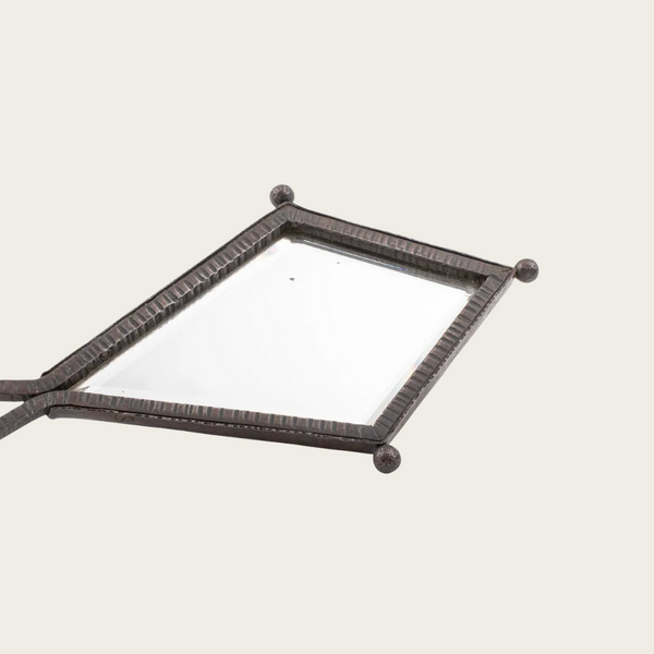 French Art Deco Wrought Iron Hand Mirror