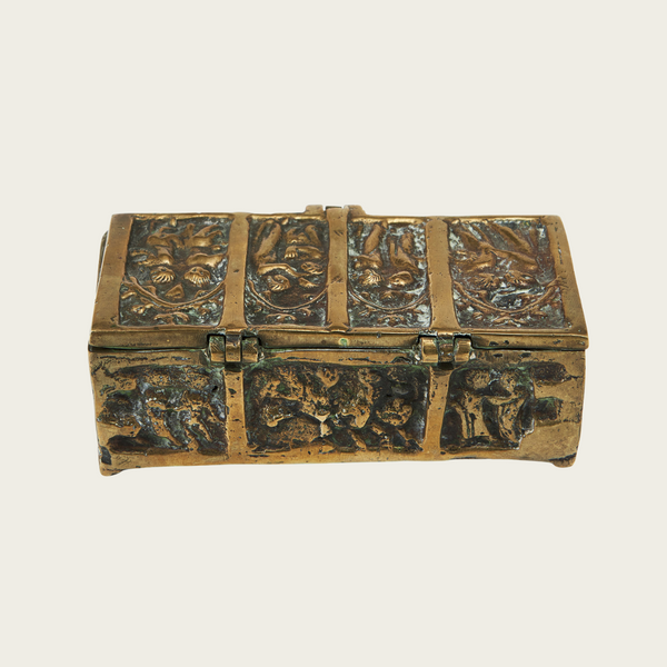 1950s Patinated Brass Relief Box