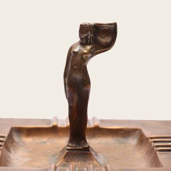 Sculptural Bronze Ashtray with Figurative Woman
