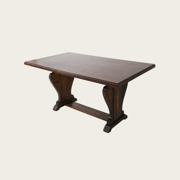 1940s Swedish Art Deco Pine Trestle Dining Table