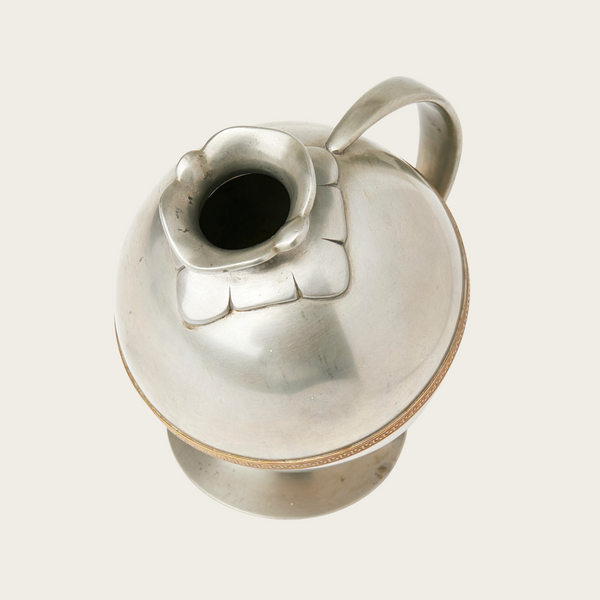 1930s Art Deco Swedish Polished Pewter Handled Vase/Jug by JL Hultman for Svenskt Tenn