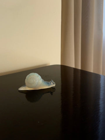 1920s Opaline Crystal Art Glass Snail by Sabino Paris