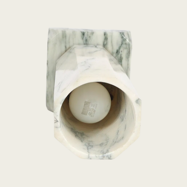 Solid Marble Lamp with Green Glass Finial