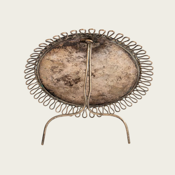 1940's French Brass Table Mirror with Spiral Design