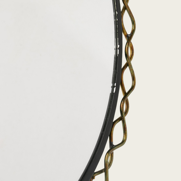 1950's Wrought Iron and Brass Table Mirror by Hans-Agne Jakobbson