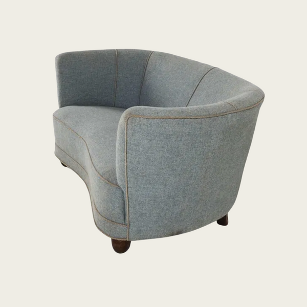 Danish Mid-Century Curved Loveseat, 1940s