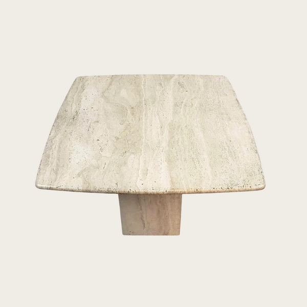 Italian Travertine Square Side Table