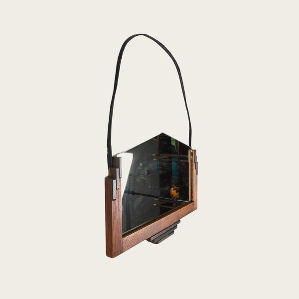 1930s French Art Deco Oak Mirror