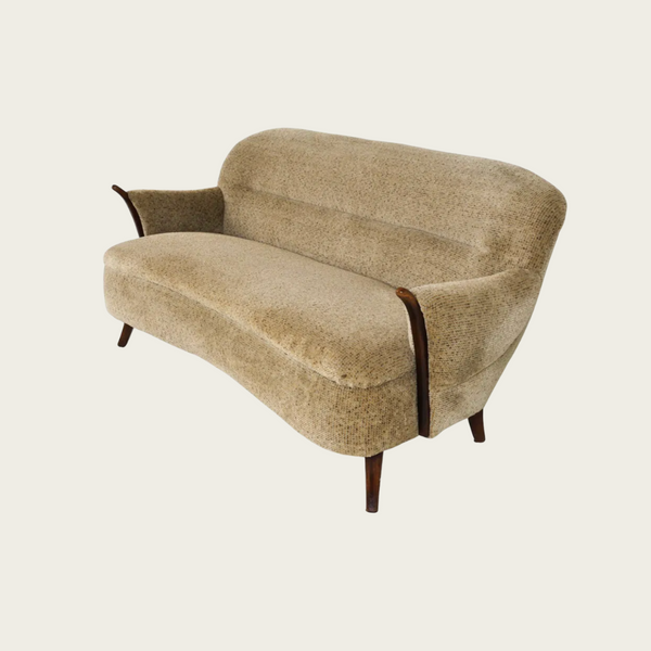 1960s Danish Curved Teak Sofa