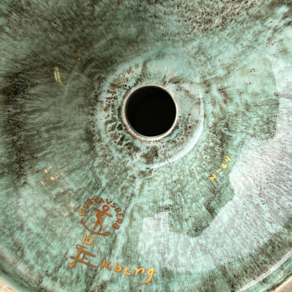 Pair of Swedish Grace Gilded and Glazed Earthenware Candlesticks by Josef Ekberg for Gustavsberg