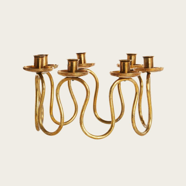 Lars Holmström Brass Small Spiral Candelabra