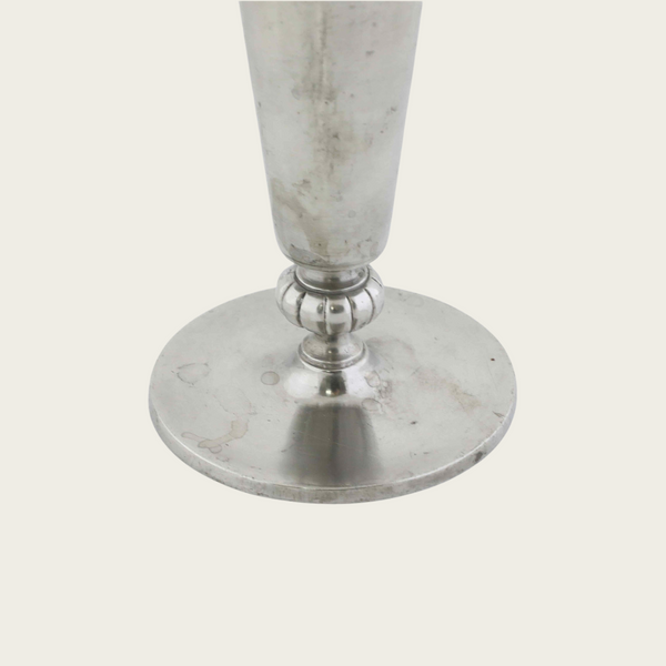 Polished Pewter Vase by GAB Tenn with Flower Relief