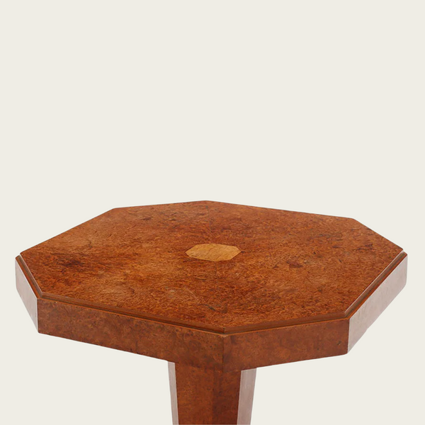 1940s French Art Deco Burl Wood Occasional Table