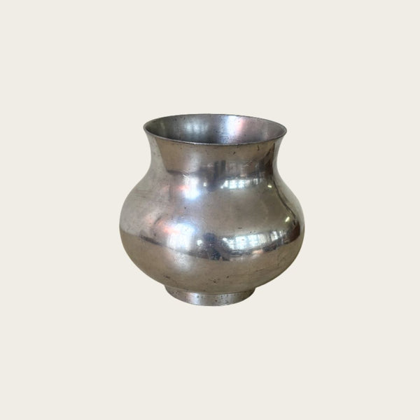 1930s Footed Art Deco Polished Pewter Vase by Nils Fougstedt for Svenskt Tenn