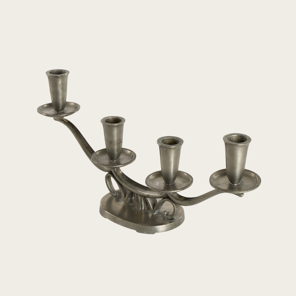 1938 Swedish Pewter Candelabra by Edvin Ollers for GAB Tenn