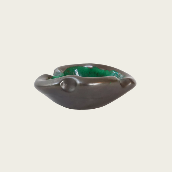 1960s French Black Modernist Ceramic Vide Poche in the Style of Georges Jouve