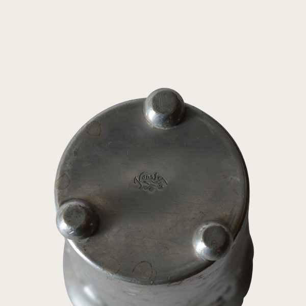 Pewter Footed Vase with Floral Relief by Kunst Tin