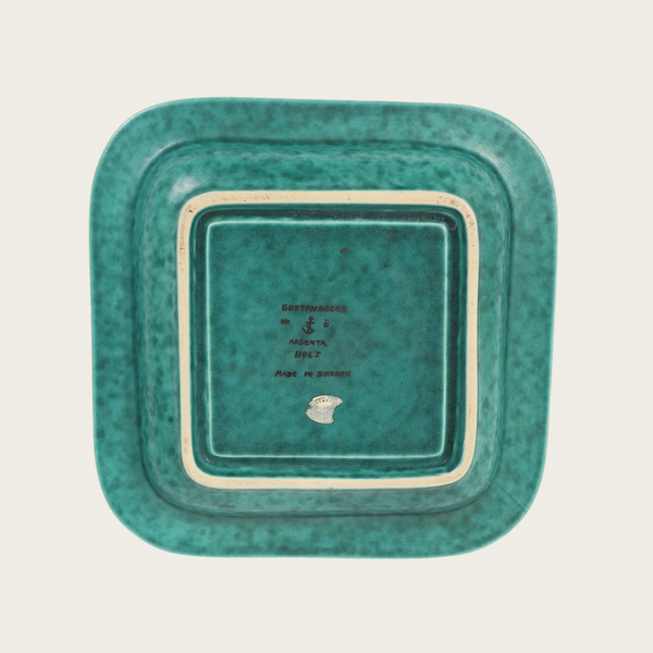 Footed Dish by Wilhelm Kage with Silver Leaf Mermaid in Center, Model 1196