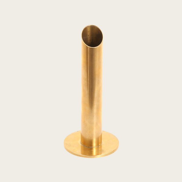 Swedish Brass Bud Vase or Candle Holder With Squiggle Detail