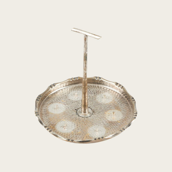 Set of Six Silver Plated Brass Egg Cups and Tray