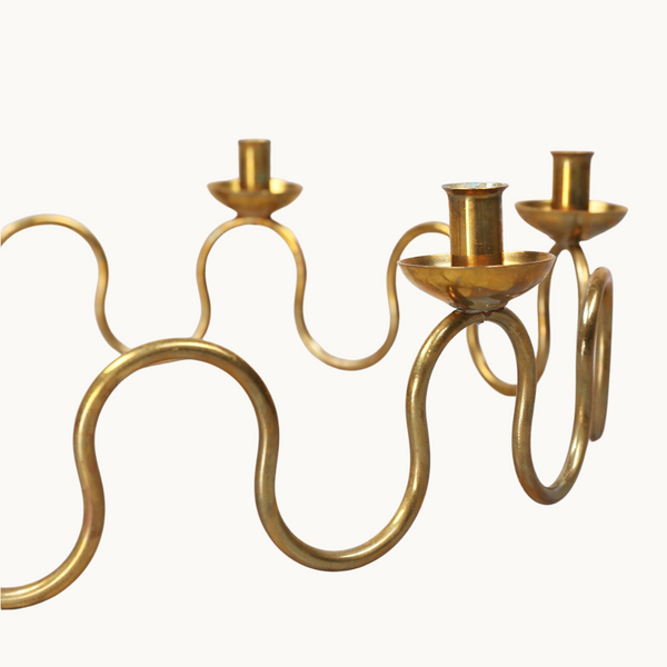 1950s Round Brass Spiral Candelabra by Lars Holmstrom for Svenskt Tenn